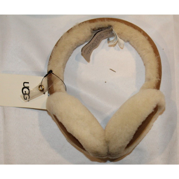NIB UGG WOMEN'S GIRLS SUEDE SHEARLING‎ WIRED TECH CHESTNUT EAR MUFFS OSFA - Picture 4 of 4
